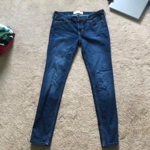 holister blue super skinny low rise jeans